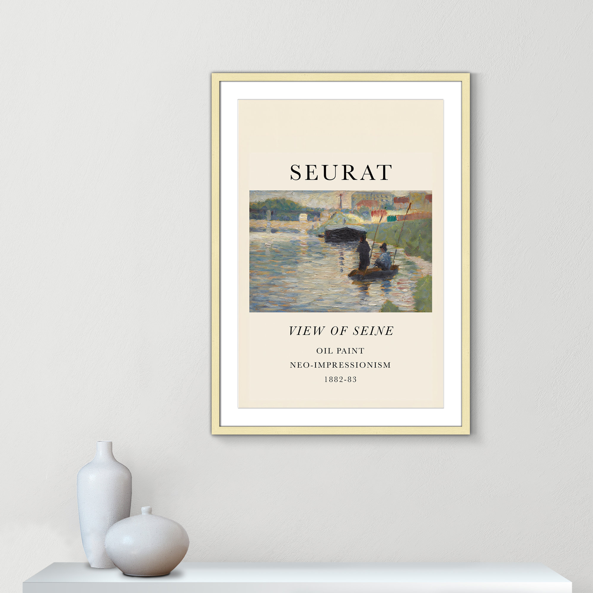 View Of Seine by Georges Seurat, Gold Single Picture Frame, Yes, 35.5" H x 25.5" W x 1.25" D