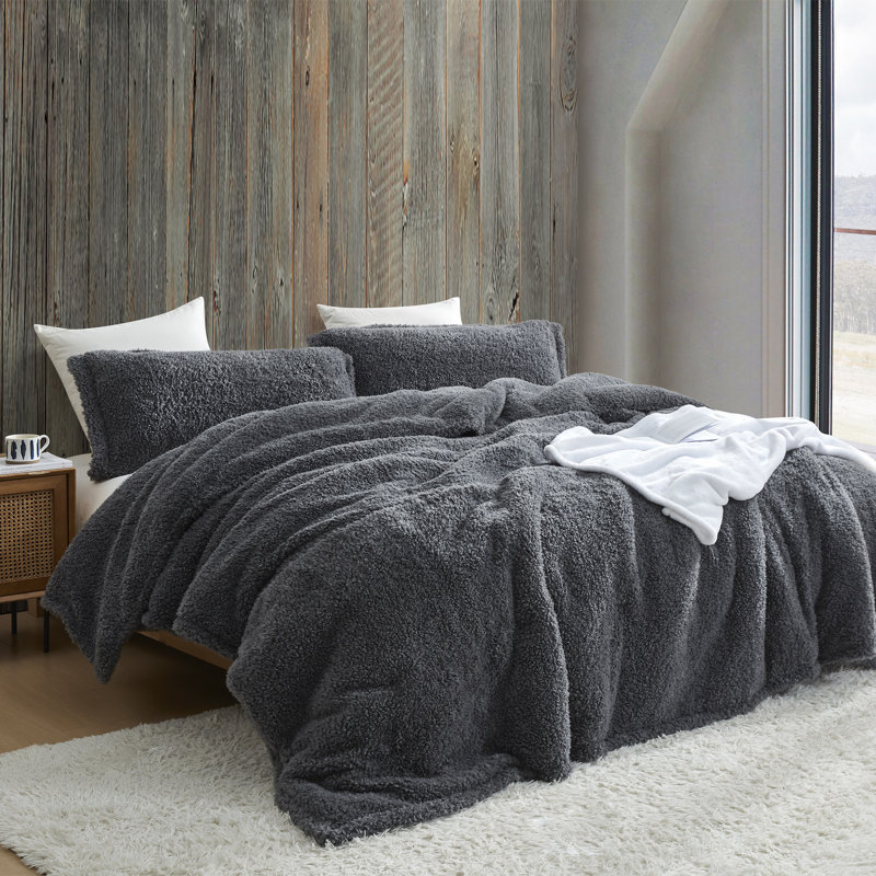 Ensemble d'édredon surdimensionné gris Coma, Édredon pour grand lit + 2 taies décoratives sta