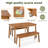 3 Pieces Acacia Wood Table Bench Dining Set For Outdoor & Indoor Furniture With 2 Benches, Picnic Beer Table For Patio, Porch, Garden, Poolside, Natural