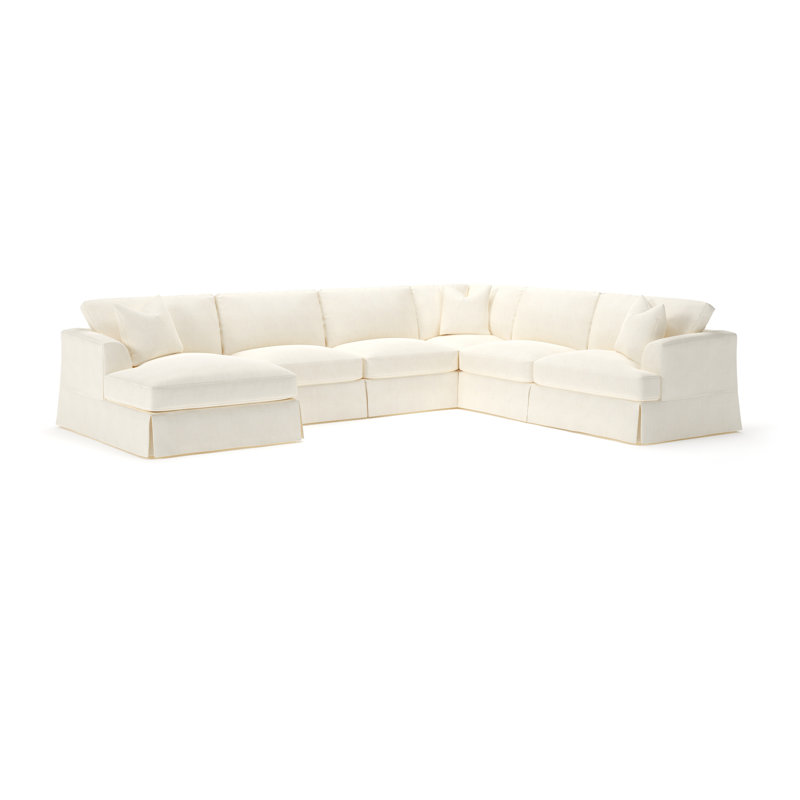 Lucia Chaise Sectional, Left Hand Facing, Conversation Pearl Basketweave
