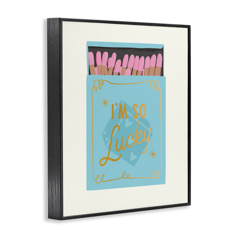 I'm I'm Lucky Matchbox, giclée encadrée, design par Cherrywood Lane, H 14 po x l 11 po, Giclée encadrée noir minuit