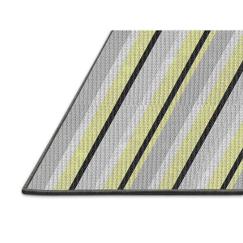 Tapis jaune à rayures Milner, Rectangle 5 pi x 7 pi