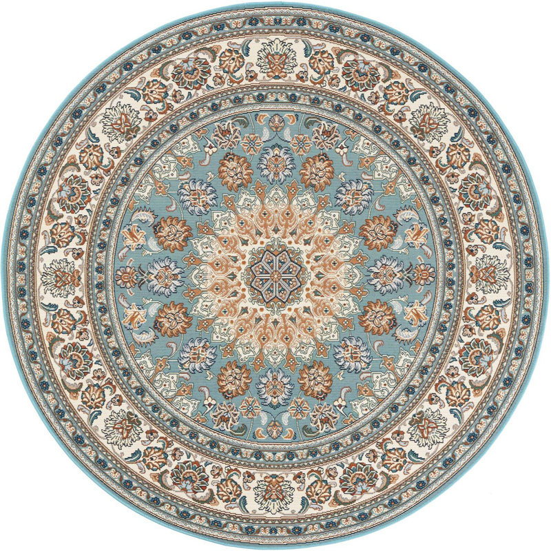 Tapis traditionnel bleu Tollefson, Rond 6 pi 1 po