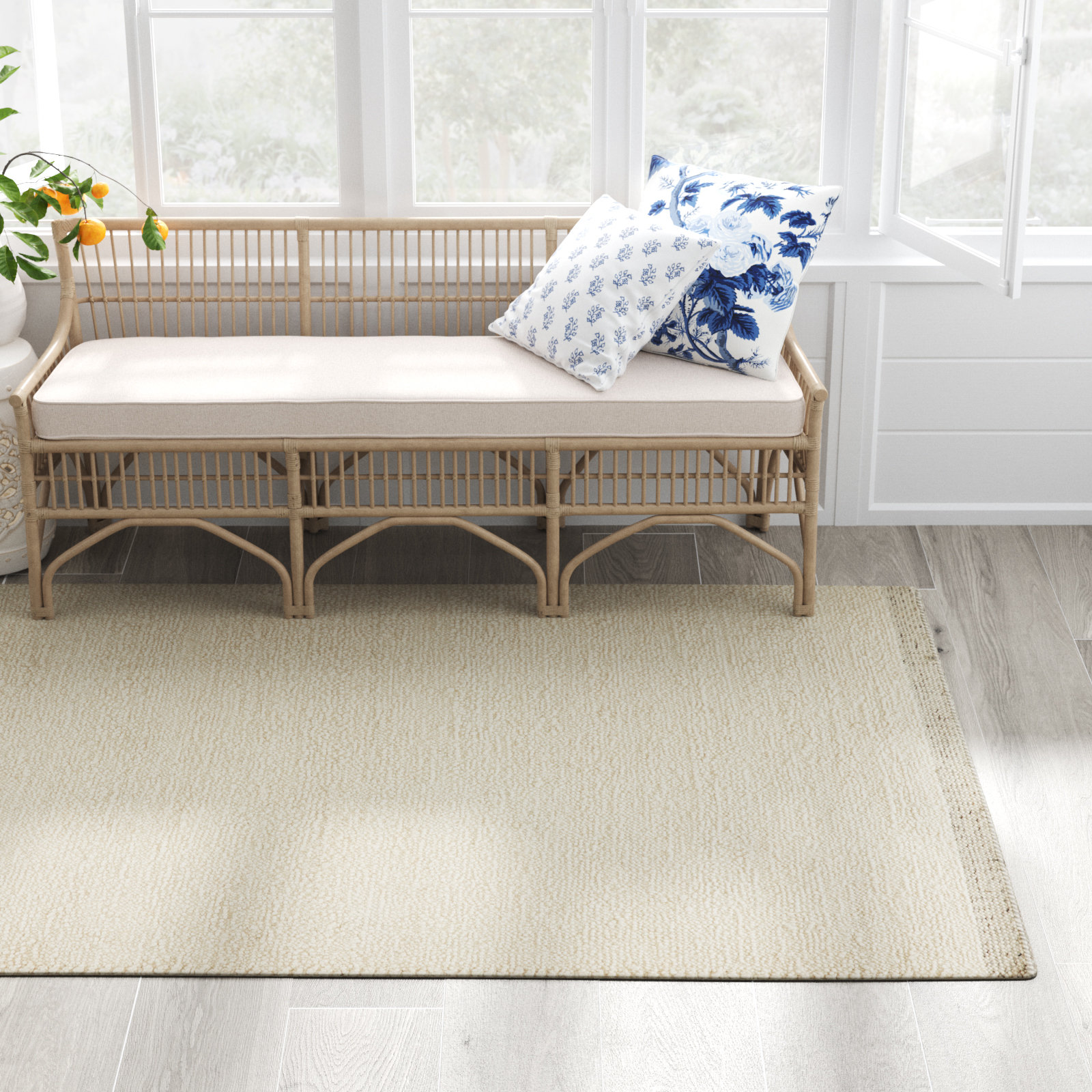 Ada Cream Hand-Woven Wool Rug, Rectangle 10' x 14'