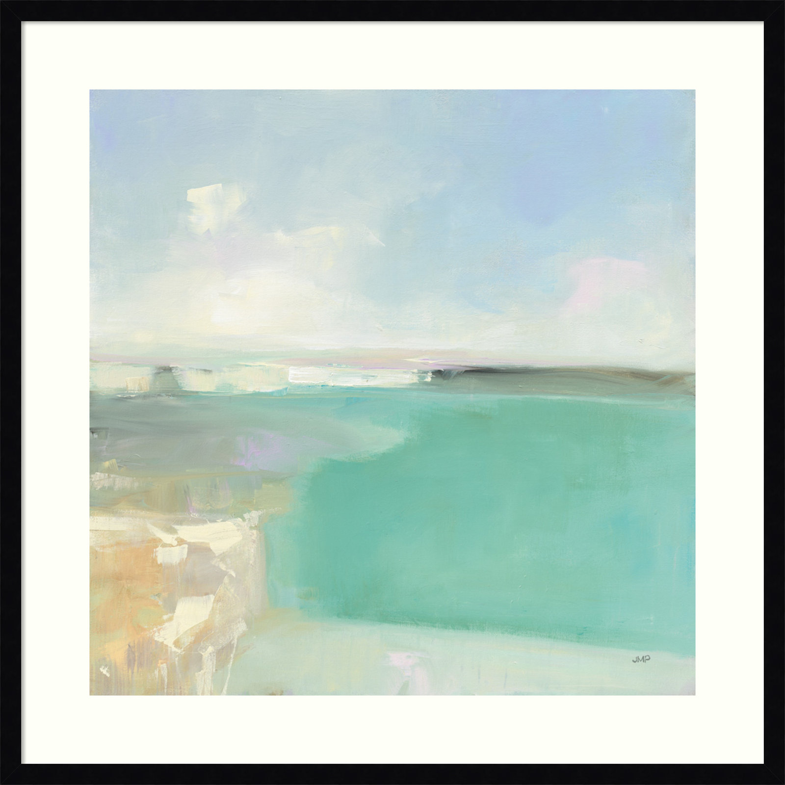 Summer Coastline by Julia Purinton, 25" H x 25" W, Black Framed Paper