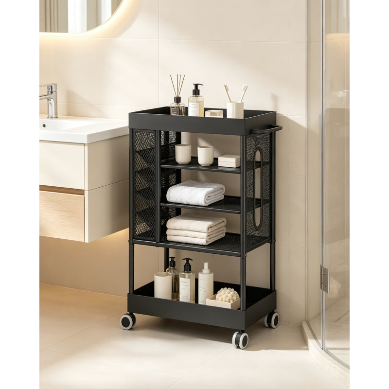 Chariot utilitaire à roulettes avec plateau en métal pour matériel d'art, organisateur de rangement multifonctionnel avec poignée pour la maison, la salle de classe, le bureau, les loisirs créatifs, la peinture, les pinceaux, les petites pièces