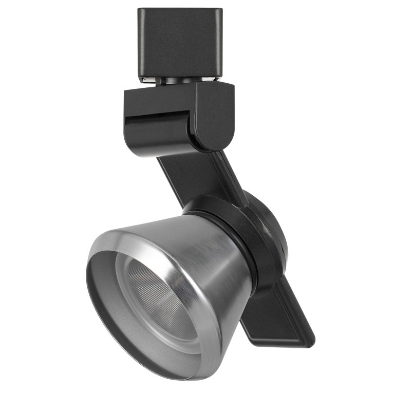 Tête de luminaire de rail del, Noir, Acier brossé