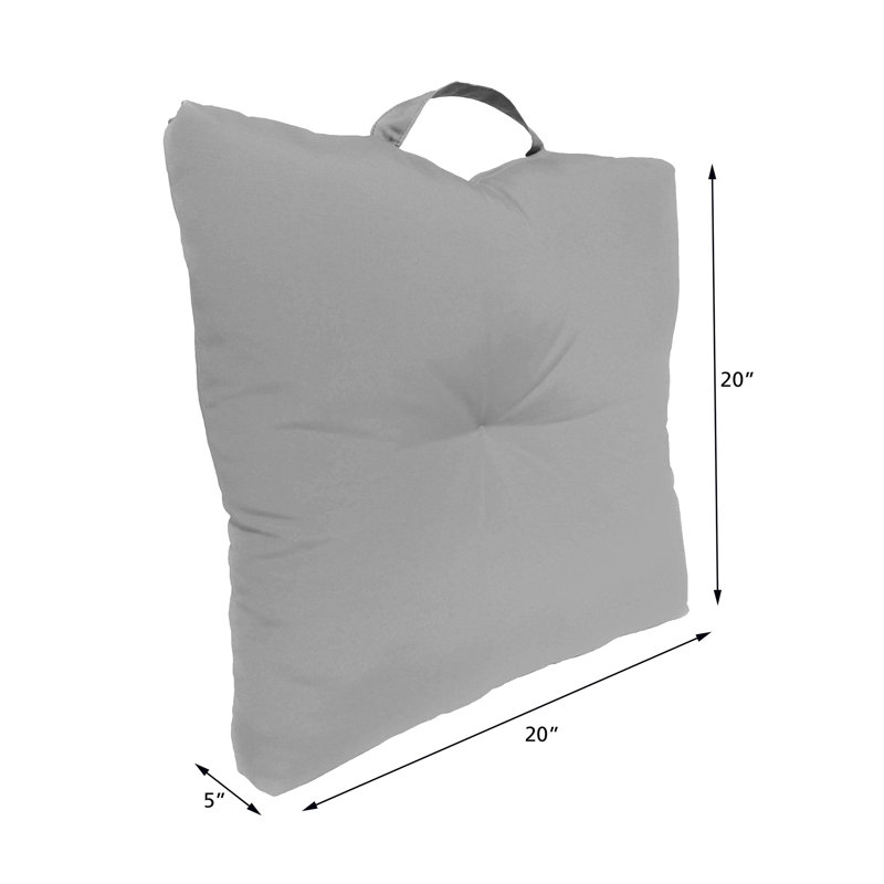 20" x 20" Tufted Outdoor Floor Cushion with Handle (Set of 2), Green 1