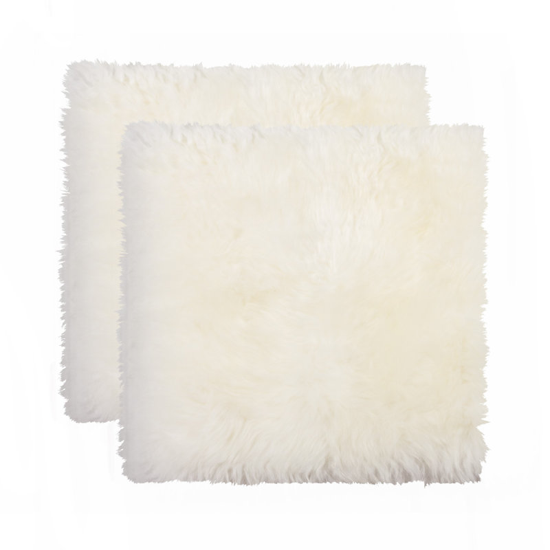 Coussins de chaise en laine, Blanc, 17 po x 17 po, 4