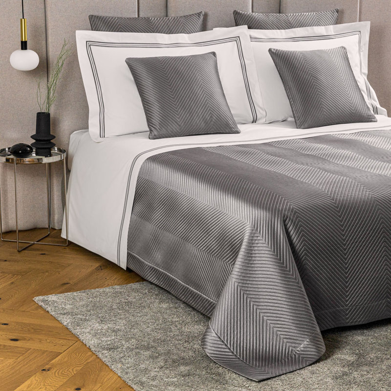 Herringbone Square Pillow Cover & Insert, Slate Gray