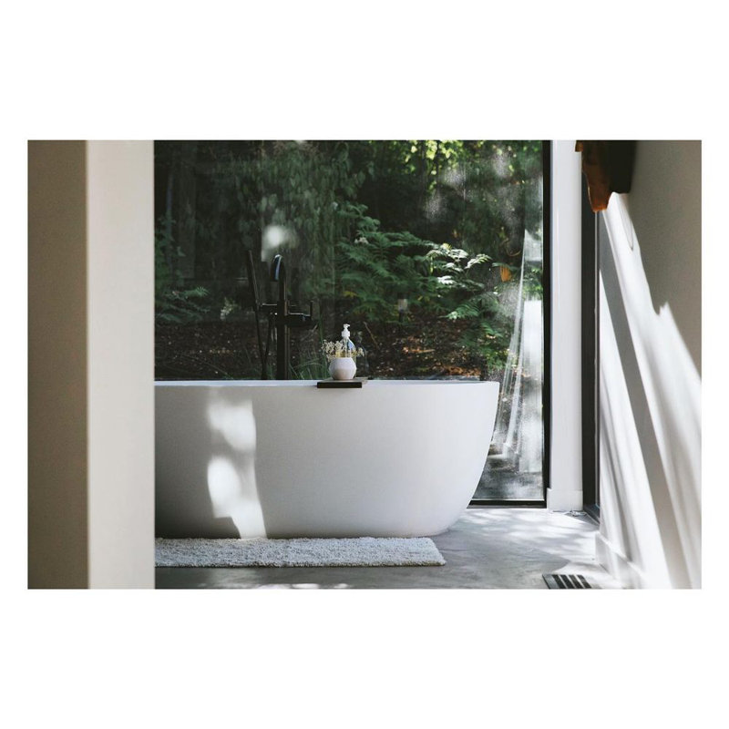 BE 66'' L Freestanding Soaking Bathtub, Matte Black, Glossy White