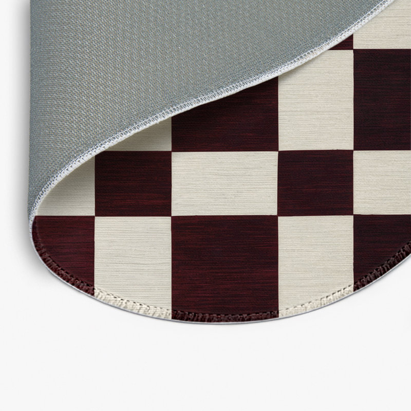 Tapis d'intérieur et d'extérieur à carreaux rouge, Rond 5 pi