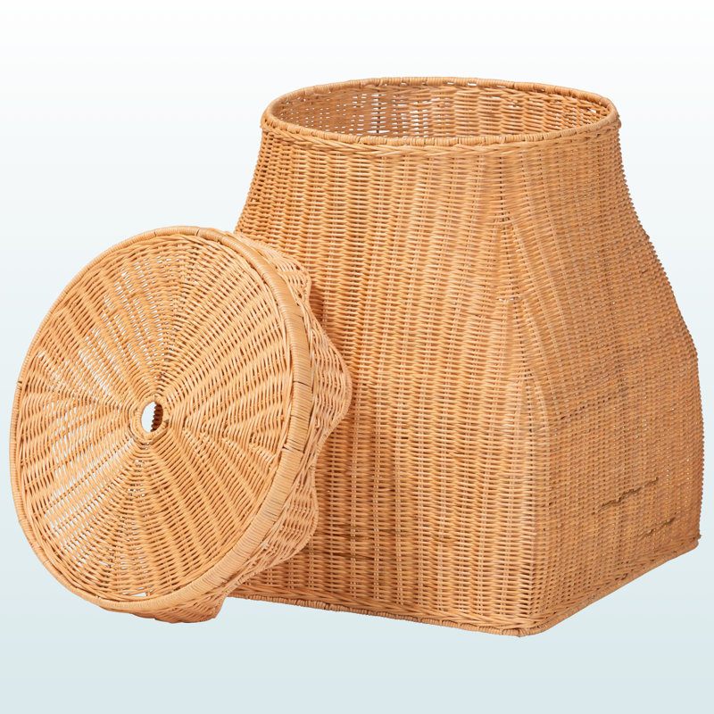Panier à linge en osier tressé à la main Sarin, panier de rangement en rotin naturel
