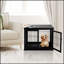 Meuble de caisse pour chien Pawhut, petite table de bout avec cage pour deux côtés, porte verrouillable et design décoratif-1426965458