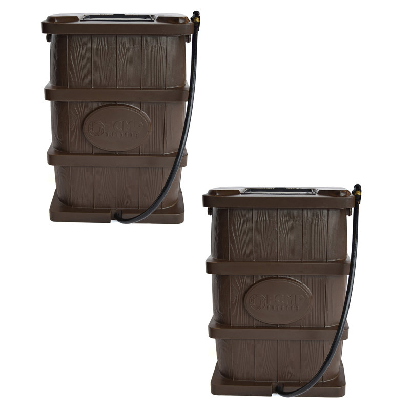 Brown Wood Grain 45 Gallon Rain Catcher Barrel Set
