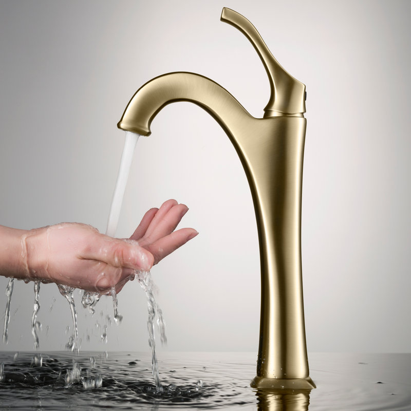 Arlo Single Hole Bathroom Faucet with Drain Assembly, Brushed Gold