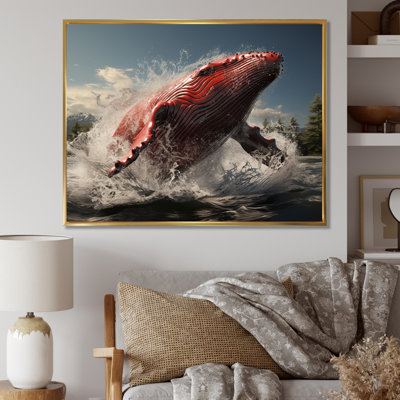 Impression sur toile encadrée, "Coastal baleines"
