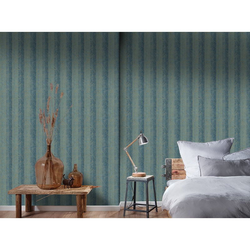 Rouleau de papier peint rayé l 33 pi x l 21 po textured classic Henline, Zinc