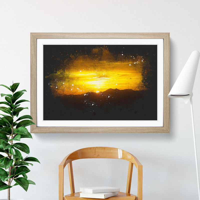 Sunset In Austria - Single Picture Frame Print on MDF, 33cm H x 45cm W x 2cm D, Oak Framed