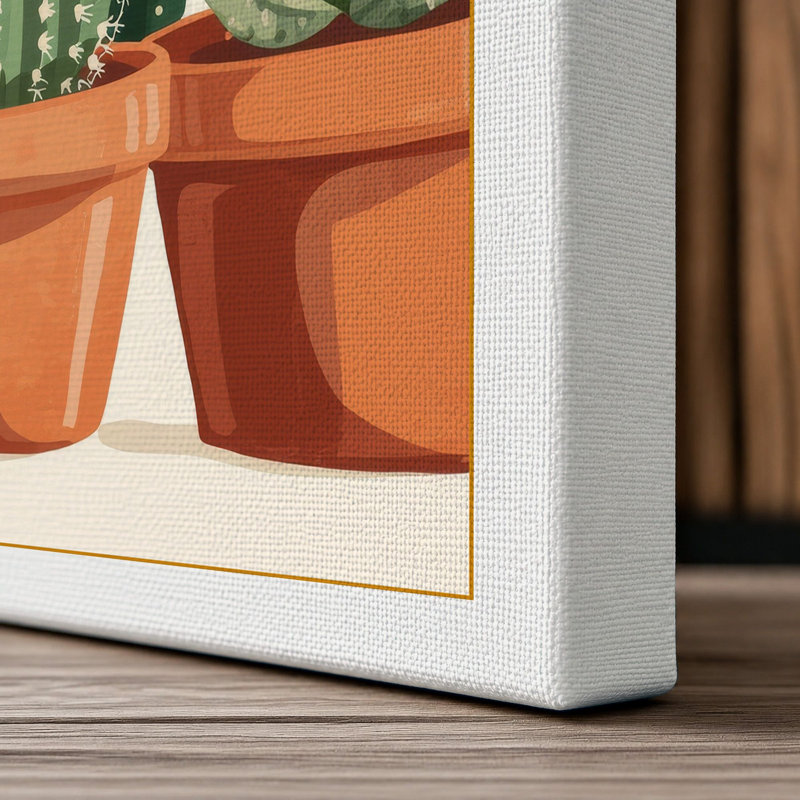 Potted Desert Specimens Botanical 1 Piece Wrapped Canvas Wall Art, 18x12 - 45.7 x 30.5 cm, White Border