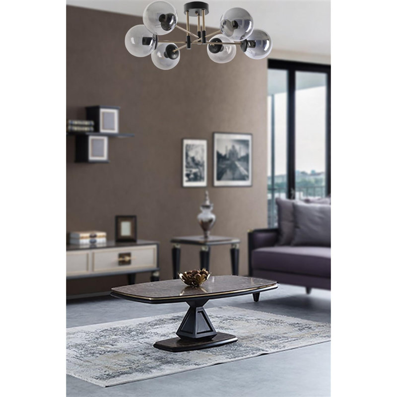Witsham 6 - Light Sputnik Chandelier, Black, Smoke
