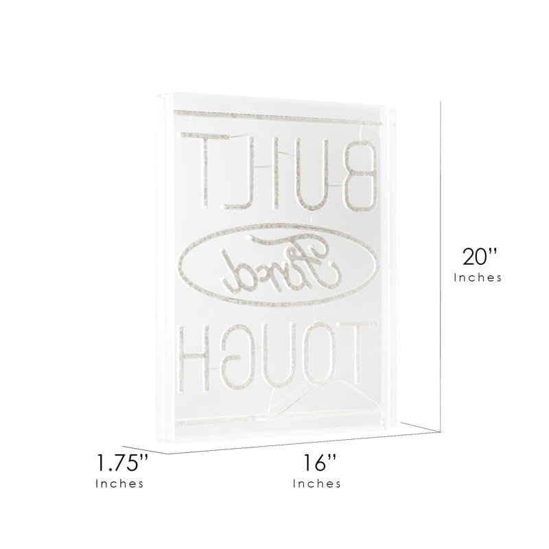 Licensed Ford Built Tough Blue and White Acrylic LED Sign