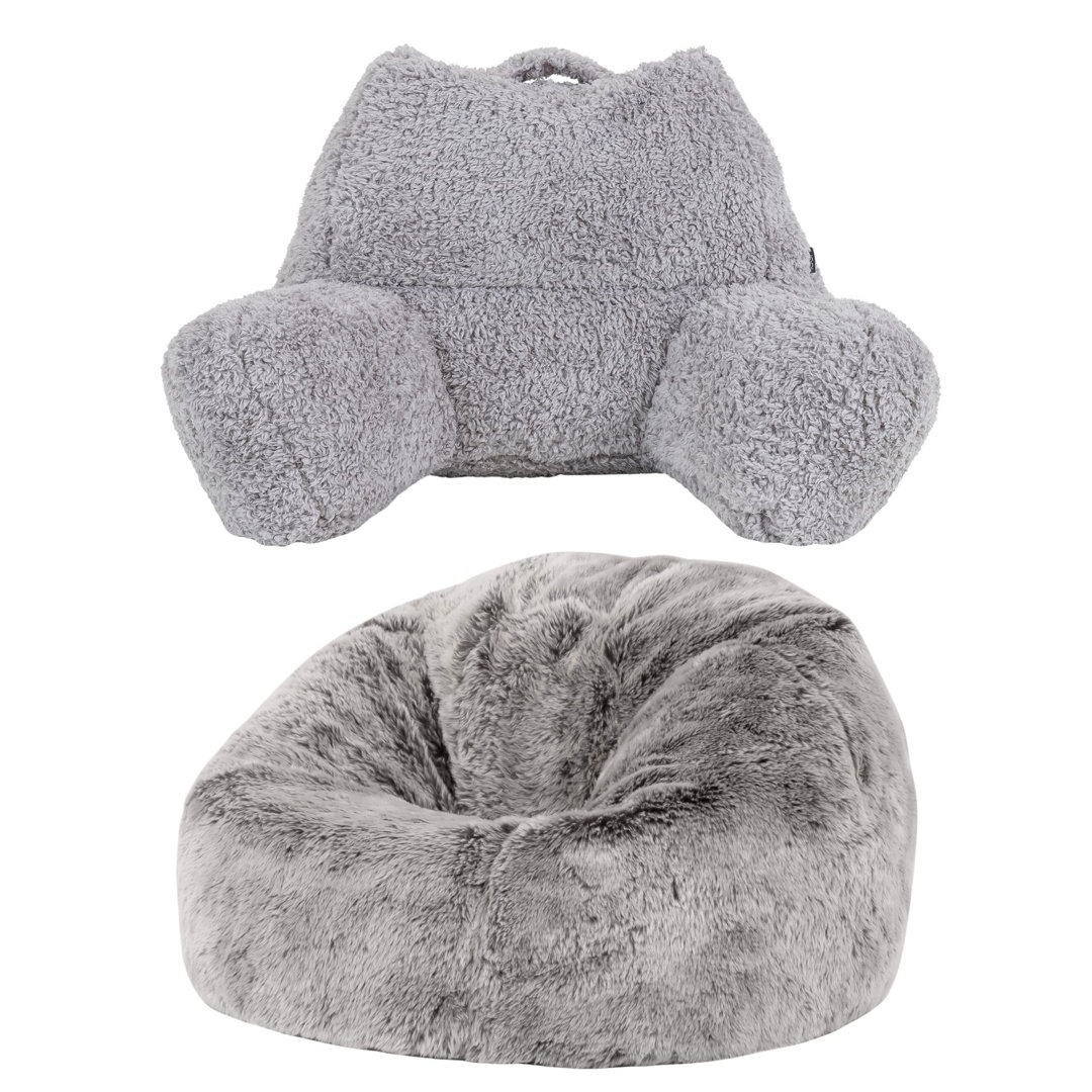 icon Kids Kingston Faux Fur Classic Bean Bag and Reading Pillow Set