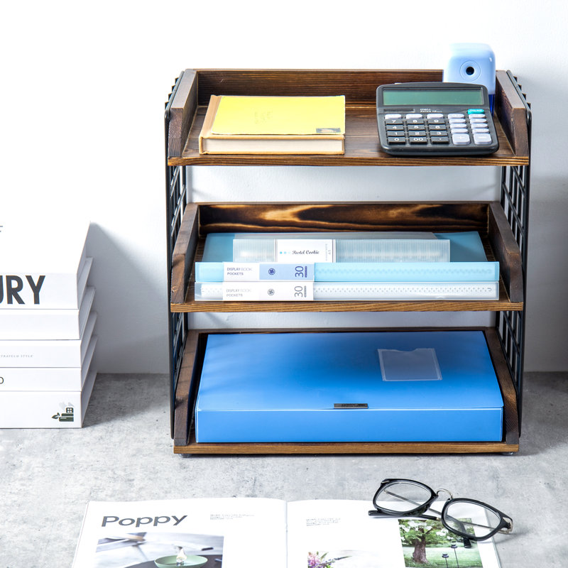 Metal Solid Wood Paper Organiser