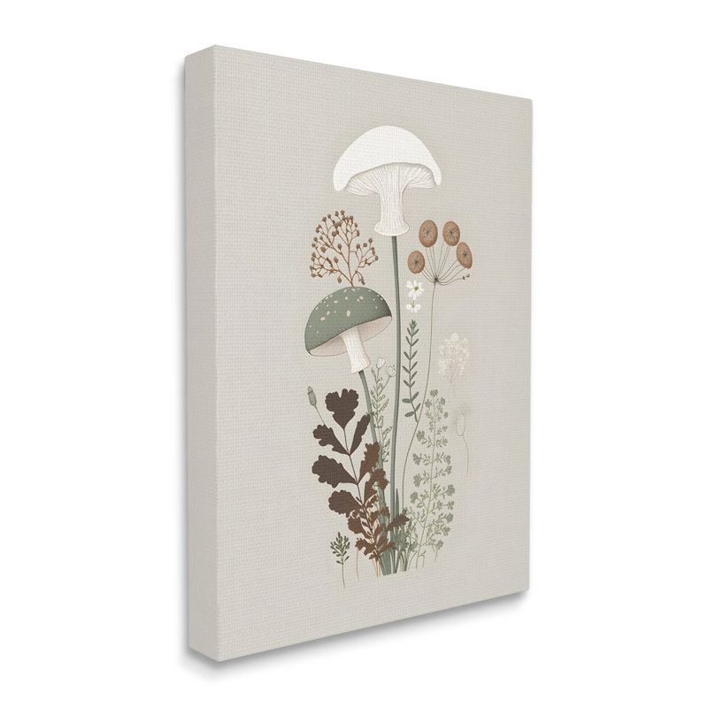 " Soft Mushrooms On Gray ", 20" H x 16" W x 1.5" D