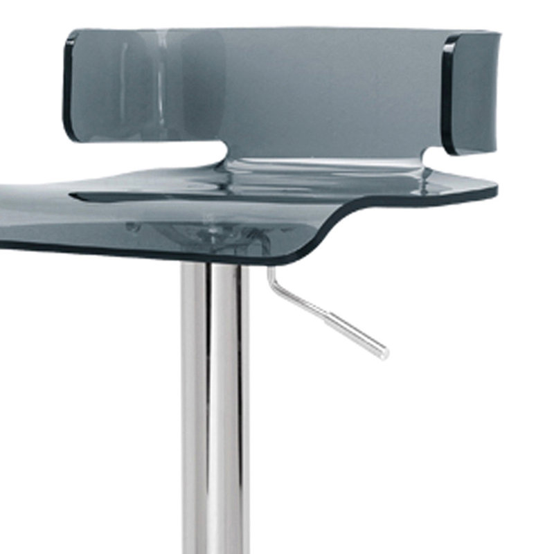 Tabouret contemporain gris avec pivotement sur 360 ° et structure en métal réglable avec support argenté polyvalent
