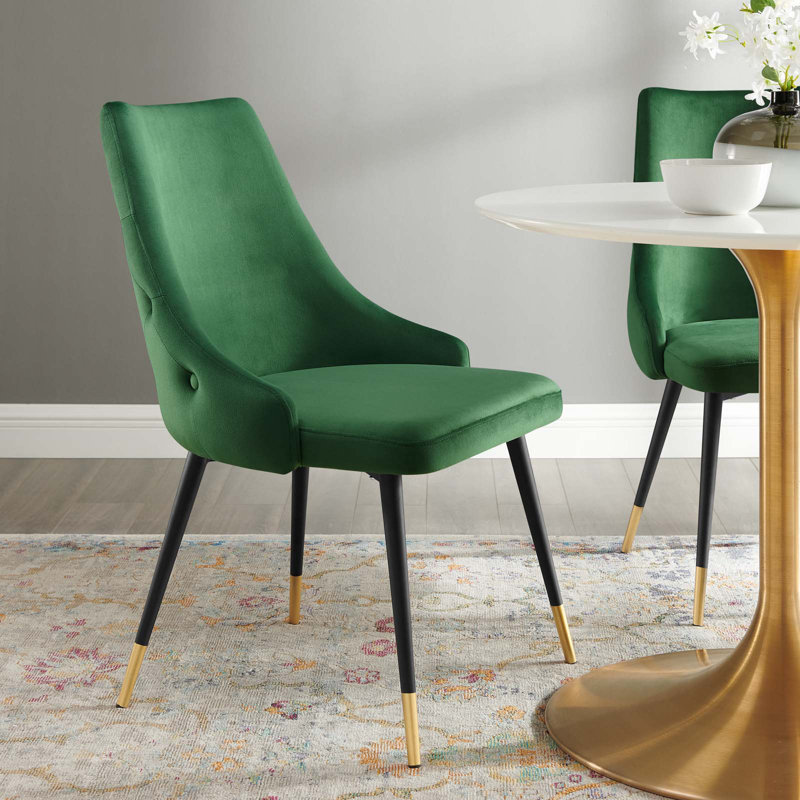 Chaise parsons capitonnée en velours, Émeraude