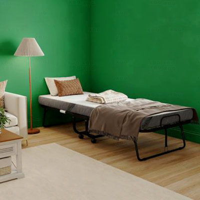 Lit pliant avec matelas pour adultes, taille unique, pliable portable avec matelas en mousse à mémoire de forme et structure en acier