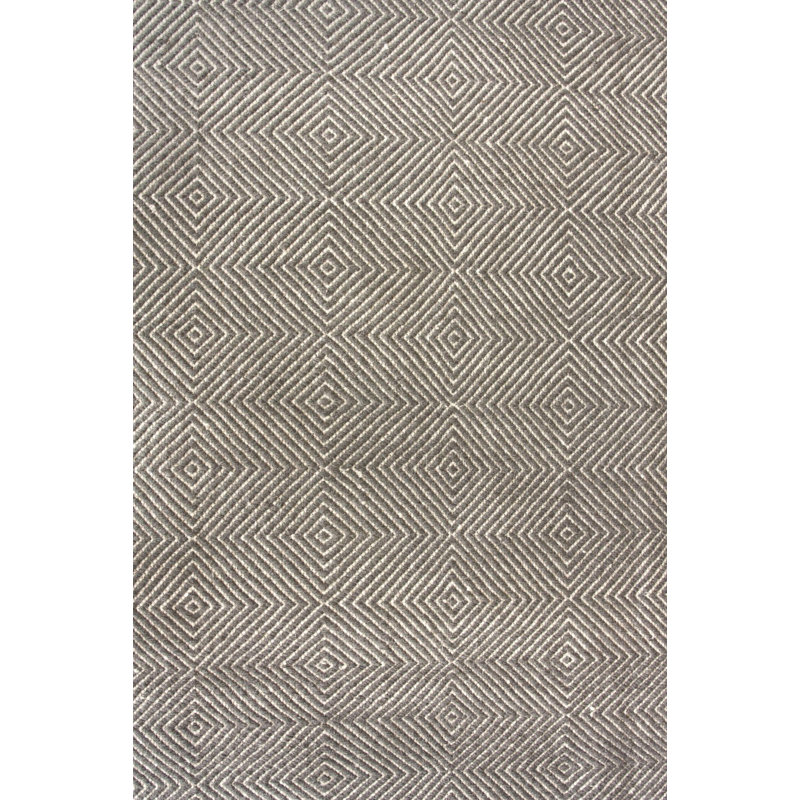 Geometric Geometric Wool Area Rug for Living Room Bedroom Dining Room Kitchen, Grey/Ivory, Rectangle 3' x 5'