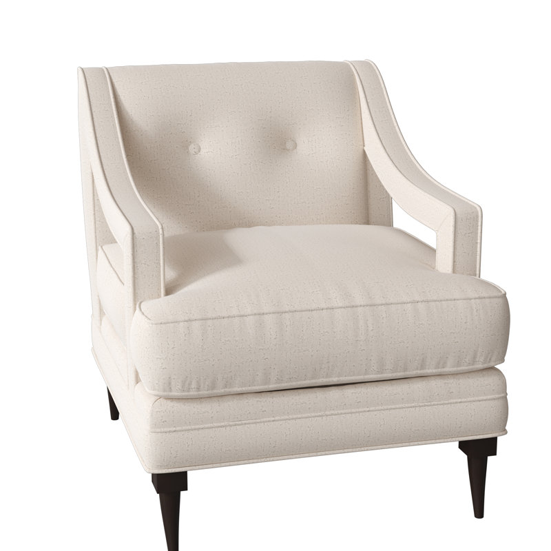 Perry Sunbrella® Boucle Tufted Armchair, Venice Ivory, American Walnut