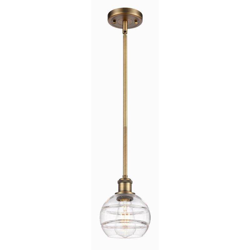 Mini-luminaire suspendu 8 lumières Edison Natick, H 7,88 po x l 5,88 po x P 5,88 po, Laiton brossé, Transparent