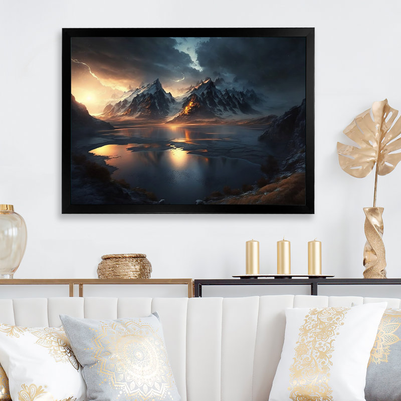 Mountain River - reproduction sur toile, Impression noire sur toile encadrée, H 16 po x l 32 po x P 1 po