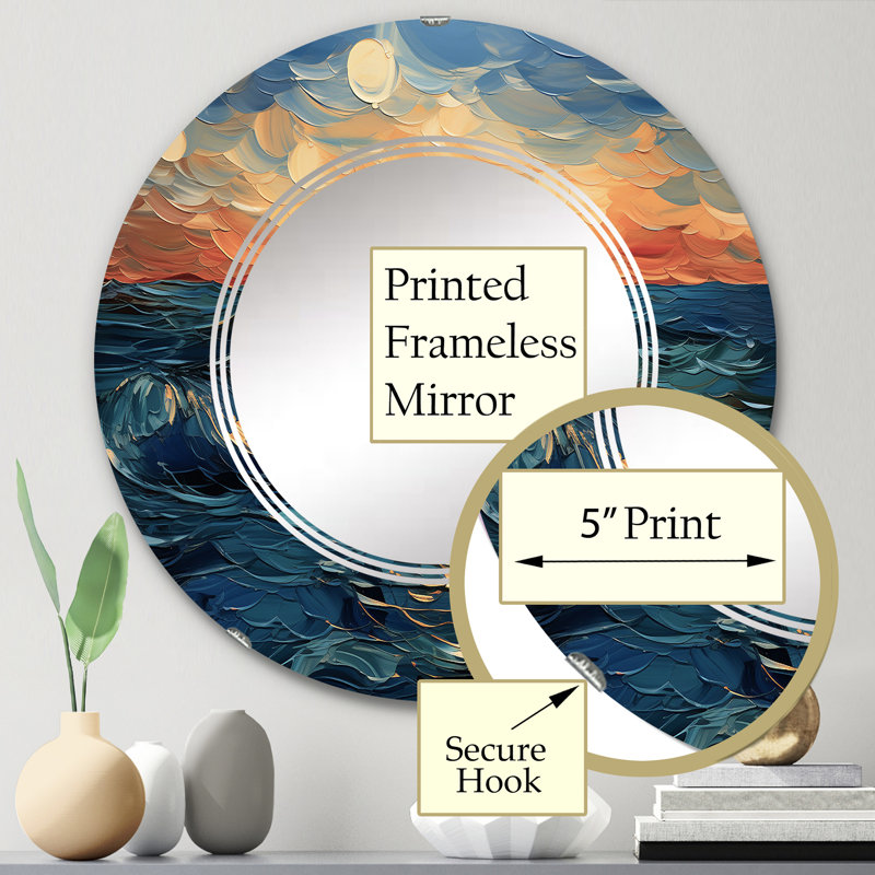 Mangue - Miroir mural moderne rond, 24 po x 24 po