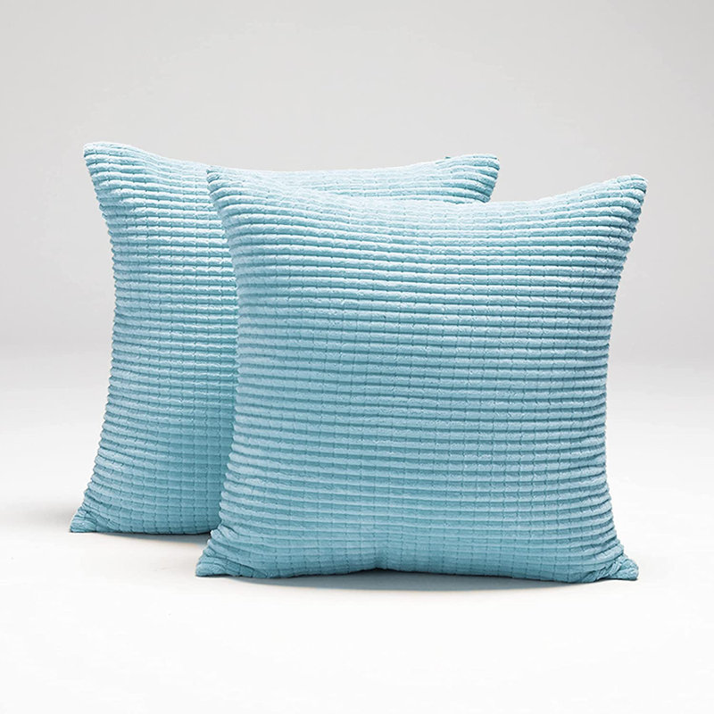 Baby Blue Corduroy Euro Pillow Covers, 22x22 Inch