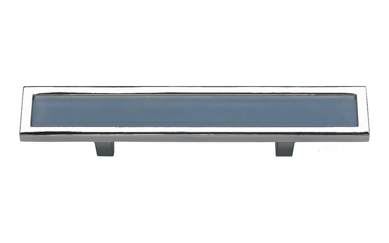 Spa 3" Center to Center Bar Pull, Polished Chrome/Blue