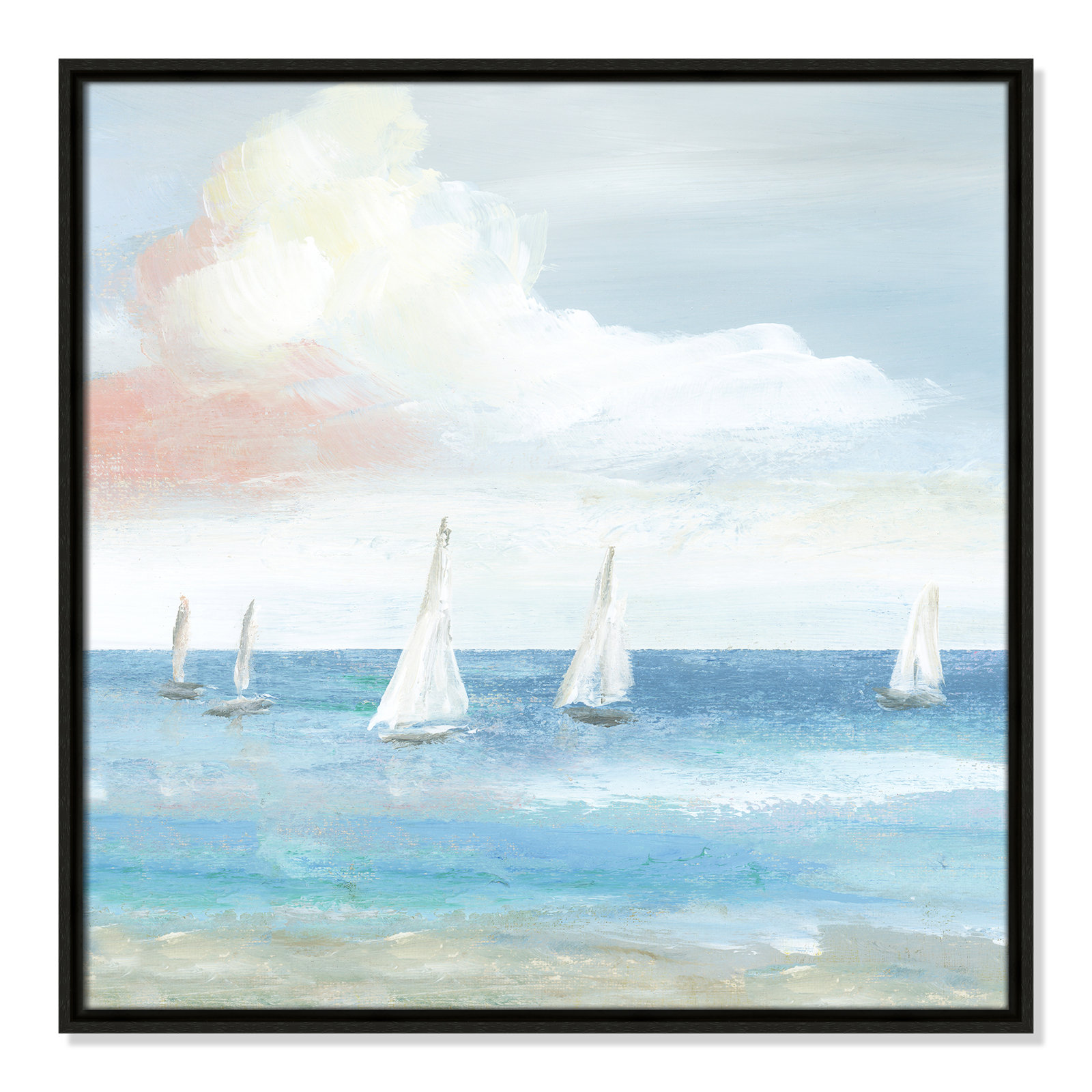 Ibis "Beach Sail Bliss" Print by Nan, 25.5" H x 25.5" W x 2" D, Espresso