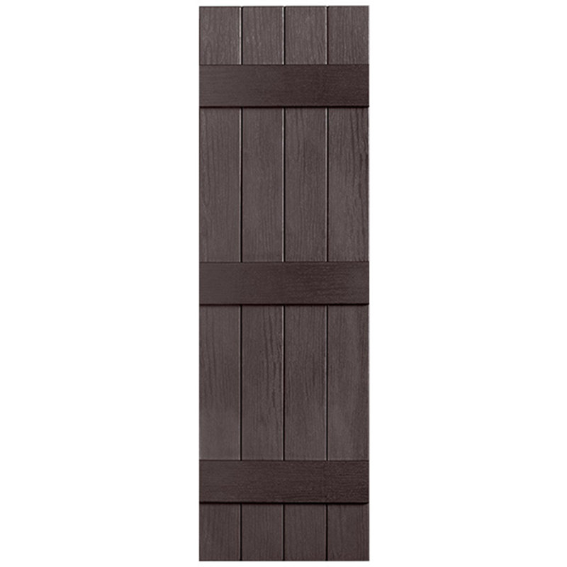 Paire de volets en vinyle fermés à trois lattes et quatre planches, 30 po, Chocolat