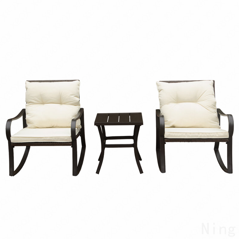 Ensemble de conversation à bascule en métal pour 2 personnes avec coussins, Métal