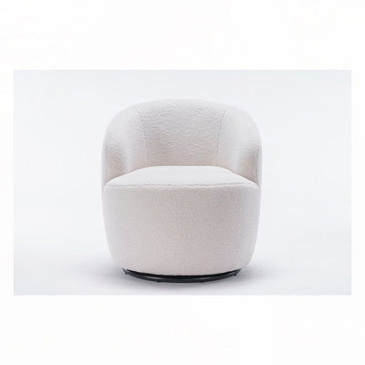Teddy Fabric Swivel Accent Armchair Barrel Chair With Black Powder Coating Metal Ring