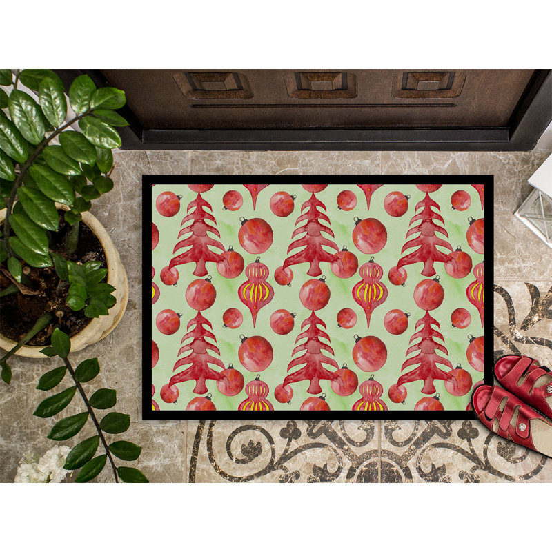Tapis de porte d’extérieur anti-dérapant ornements Anne, Rectangle 1 pi 6 po x 2 pi 3 po