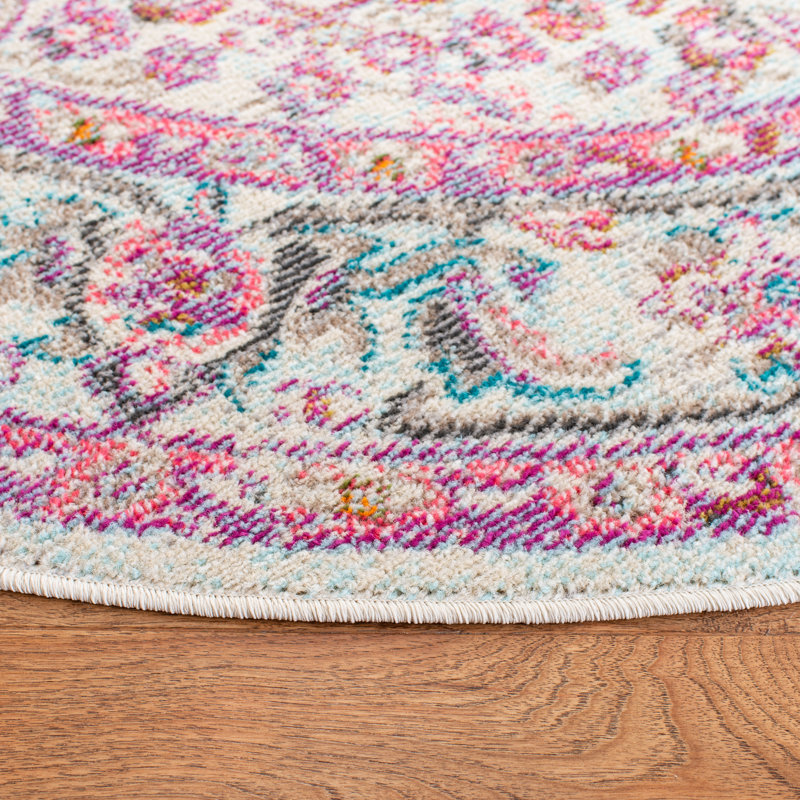 Felty Oriental Pink Area Rug, Round 6'7"