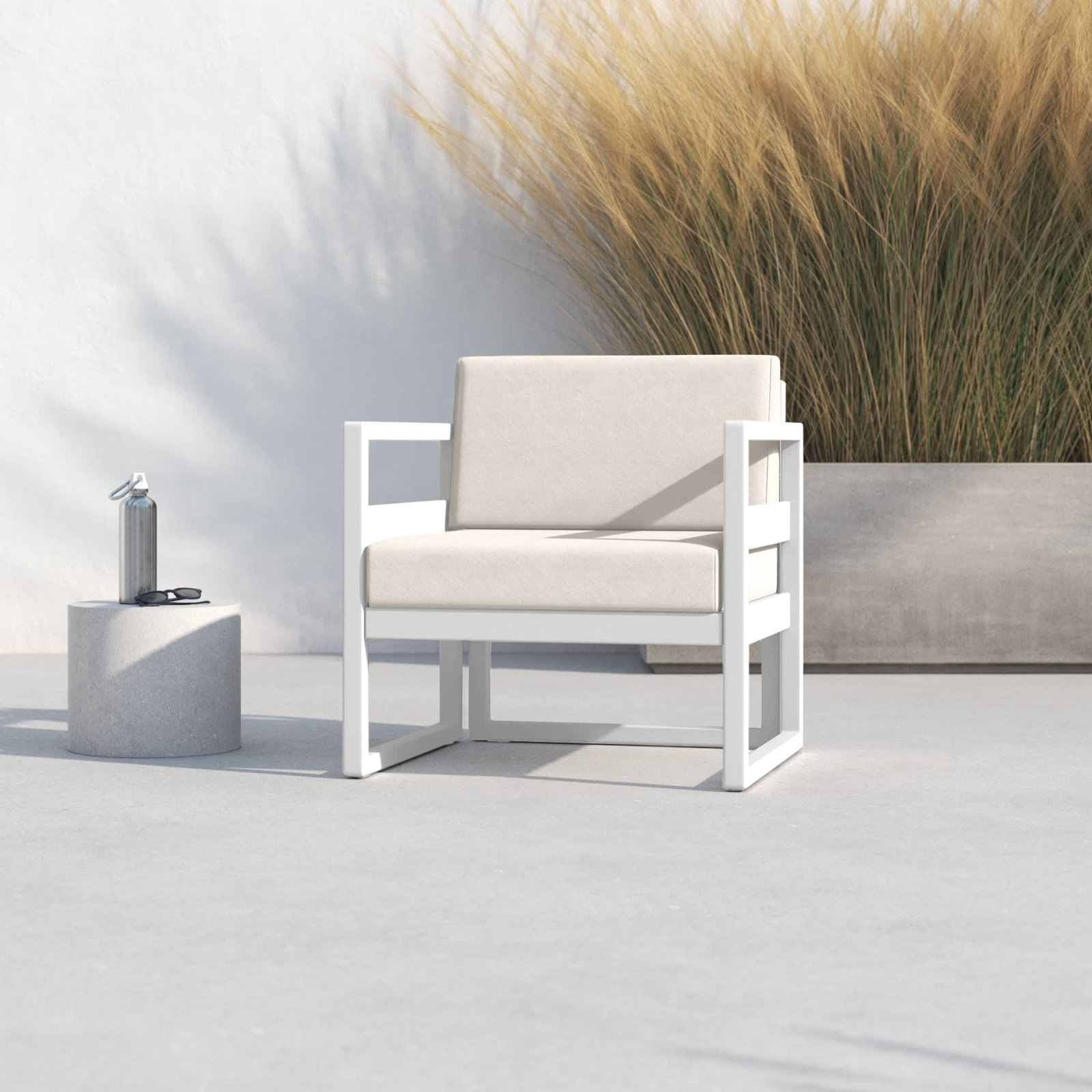 Lane Outdoor Lounge Chair, White, Natural