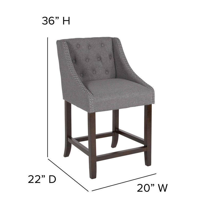 Tabouret de comptoir Ahseem, Gris foncé, Tabouret de comptoir (siège d'une hauteur de 24 p