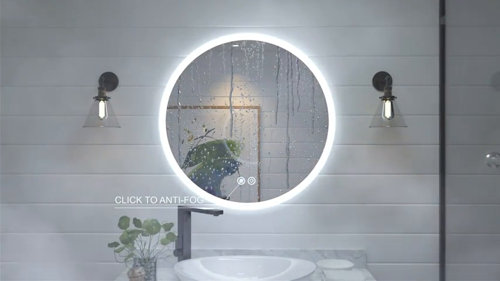 Orren Ellis Aevar Super Bright Front & Back Lighted Anti-Fog Bathroom/Vanity  Mirror with Tempered Glass & ETL & Reviews