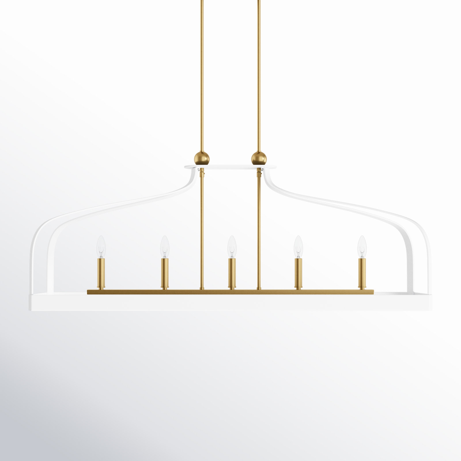 Kenmore 5 - Light Metal Dimmable Kitchen Island Chandelier, White/Gold