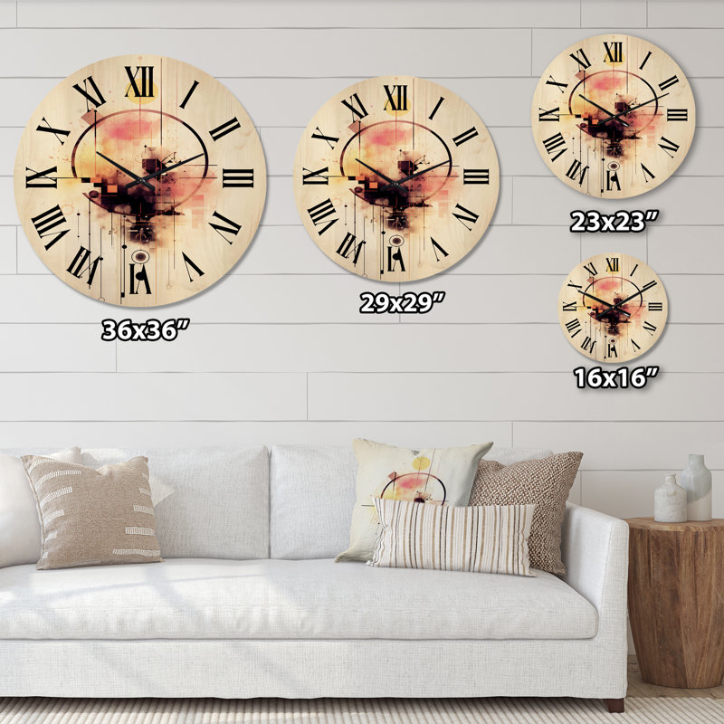 Horloge murale en bois surdimensionnée rétro Distant Celebration, Très grand